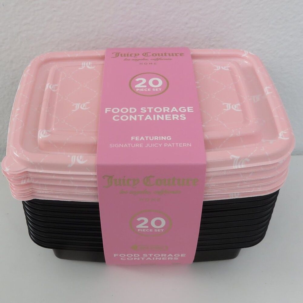 (#103) Juicy Couture14pc Lovely Pink JC Logo Print Food Storage Containers Set